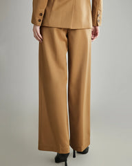 Women's Pleated Wool Wide Leg Pants, Camel