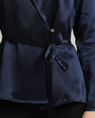 Long-Sleeved Silk Shirt With Belt