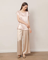 Women's Round Neck Short Silk T-Shirt