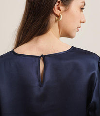 Round Collar 22 Momme Silk Blouse