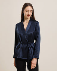 Long-Sleeved Silk Shirt With Belt