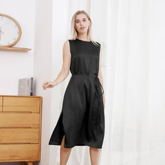 22 Momme Crew Neck Silk Midi Dress