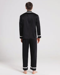Silk Pajamas Sleepwear Set for Men, Black