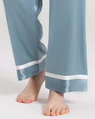 Men Silk Pajamas Sleepwear Set, Haze Blue