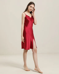 Backless Silk Slip Dress with Cowl Neck