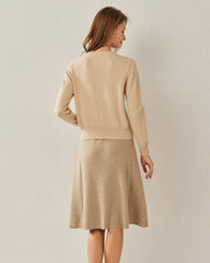 Basic V-Neck Cashmere Sweater, Beige