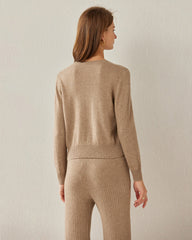 Basic V-Neck Cashmere Sweater, Khaki