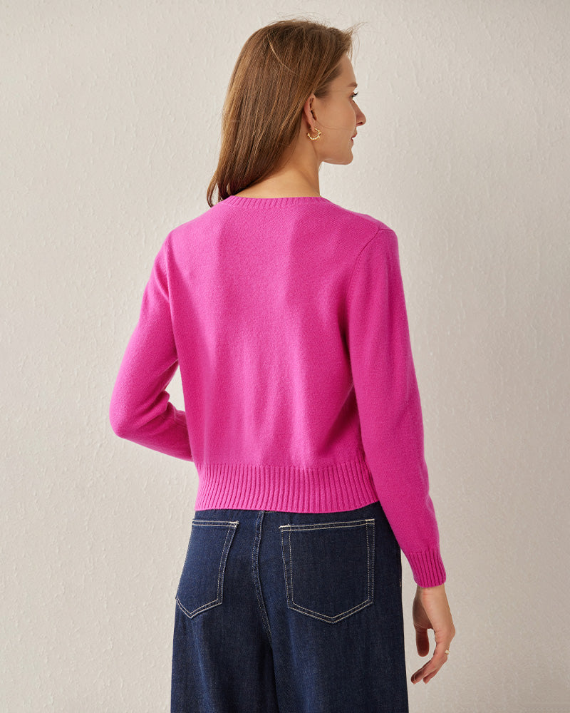 Basic V-Neck Cashmere Sweater, Pink