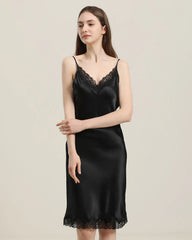 Silk Nightgown with Delicate Lace Details - DAISYSILK UK