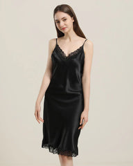 Silk Nightgown with Delicate Lace Details - DAISYSILK UK