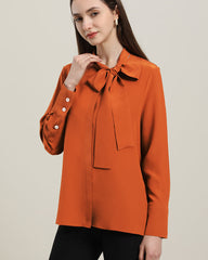 Bow-Tie Silk Shirt for Women