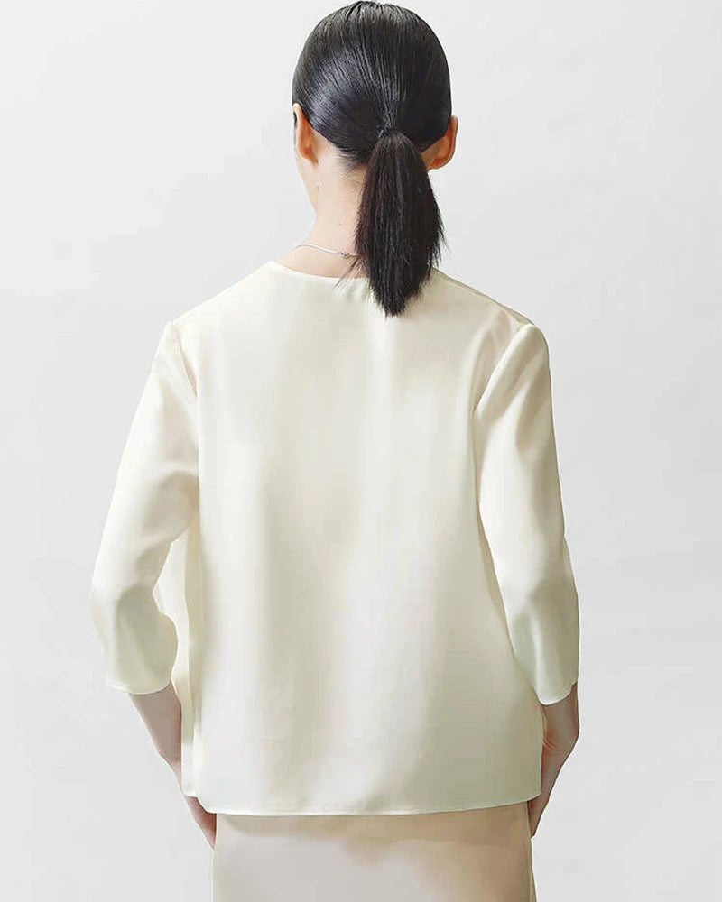 Women's Basic Silk Cardigan, Cream