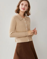 Cable Knit Cashmere Cardigan, Camel