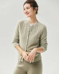 Cashmere Silk Cable Knit Cardigan