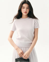 Cashmere Silk Crew Neck Knit Top and Cardigan