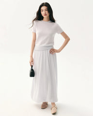 Cashmere Silk Crew Neck Knit Top and Cardigan