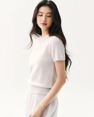 Cashmere Silk Crew Neck Knit Top and Cardigan