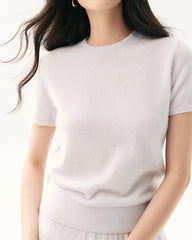 Cashmere Silk Crew Neck Knit Top and Cardigan