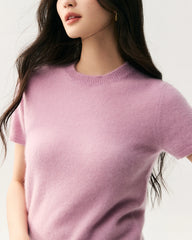 Cashmere Silk Crew Neck Knit Top and Cardigan