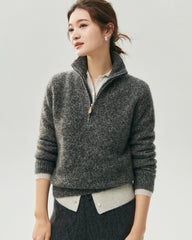Cashmere Silk Half Zip Mock Neck Sweater