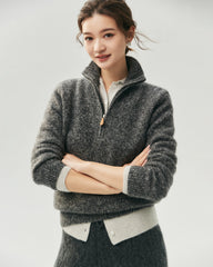 Cashmere Silk Half Zip Mock Neck Sweater