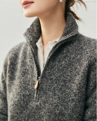 Cashmere Silk Half Zip Mock Neck Sweater
