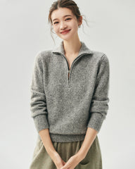 Cashmere Silk Half Zip Mock Neck Sweater
