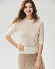 Cashmere Silk Love Letter Short Sleeve Sweater