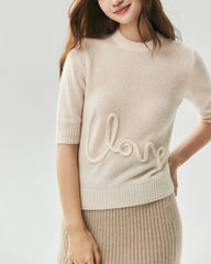 Cashmere Silk Love Letter Short Sleeve Sweater