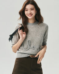 Cashmere Silk Love Letter Short Sleeve Sweater
