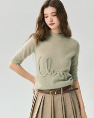 Cashmere Silk Love Letter Short Sleeve Sweater