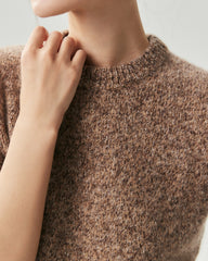 Cashmere Silk Marled Short Sleeve Sweater