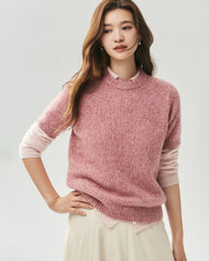 Cashmere Silk Marled Short Sleeve Sweater