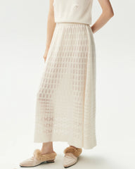 Cashmere Silk Open Knit Cardigan and Maxi Skirt