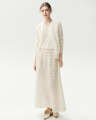 Cashmere Silk Open Knit Cardigan and Maxi Skirt