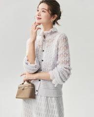 Cashmere Silk Open Knit Cardigan and Maxi Skirt