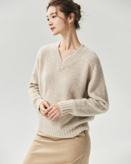 Cashmere Silk Saddle Shoulder V-Neck Sweater