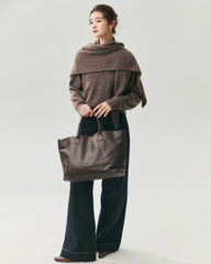 Cashmere Silk Saddle Shoulder V-Neck Sweater