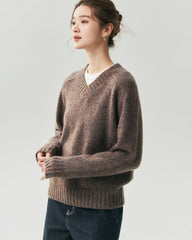 Cashmere Silk Saddle Shoulder V-Neck Sweater