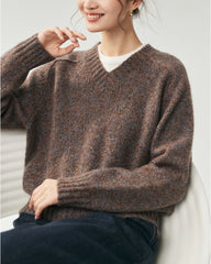 Cashmere Silk Saddle Shoulder V-Neck Sweater
