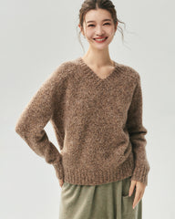 Cashmere Silk Saddle Shoulder V-Neck Sweater