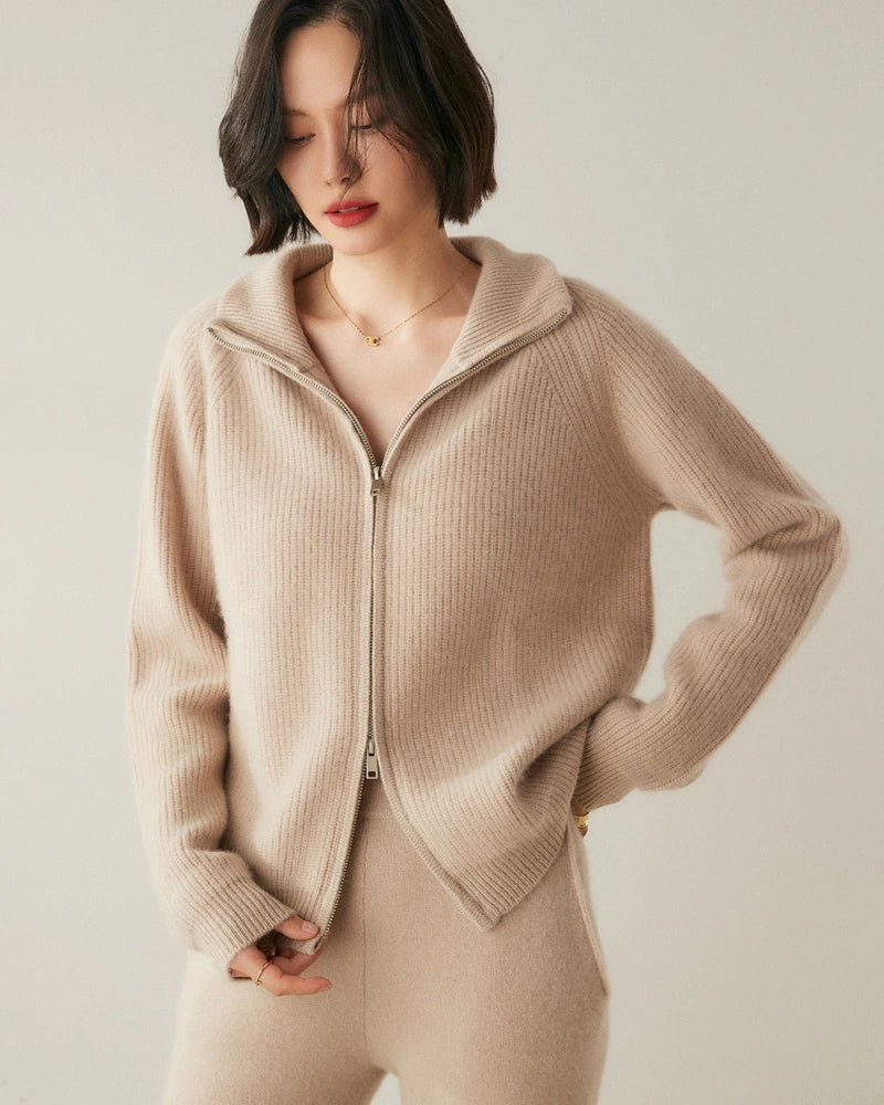 Women’s Cashmere Wool Zip-Up Cardigan - DAISYSILK UK