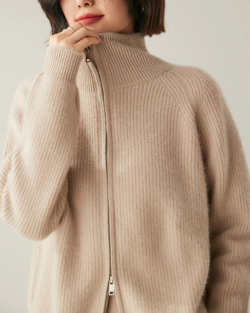 Women’s Cashmere Wool Zip-Up Cardigan - DAISYSILK UK