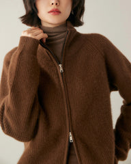 Women’s Cashmere Wool Zip-Up Cardigan - DAISYSILK UK