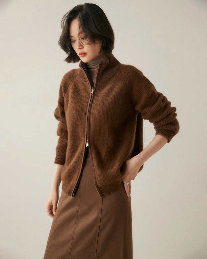 Women’s Cashmere Wool Zip-Up Cardigan - DAISYSILK UK