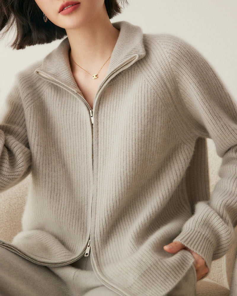 Women’s Cashmere Wool Zip-Up Cardigan - DAISYSILK UK