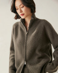 Women’s Cashmere Wool Zip-Up Cardigan - DAISYSILK UK
