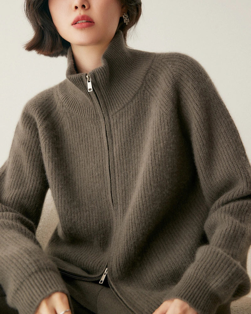Women’s Cashmere Wool Zip-Up Cardigan - DAISYSILK UK