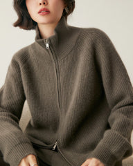 Women’s Cashmere Wool Zip-Up Cardigan - DAISYSILK UK