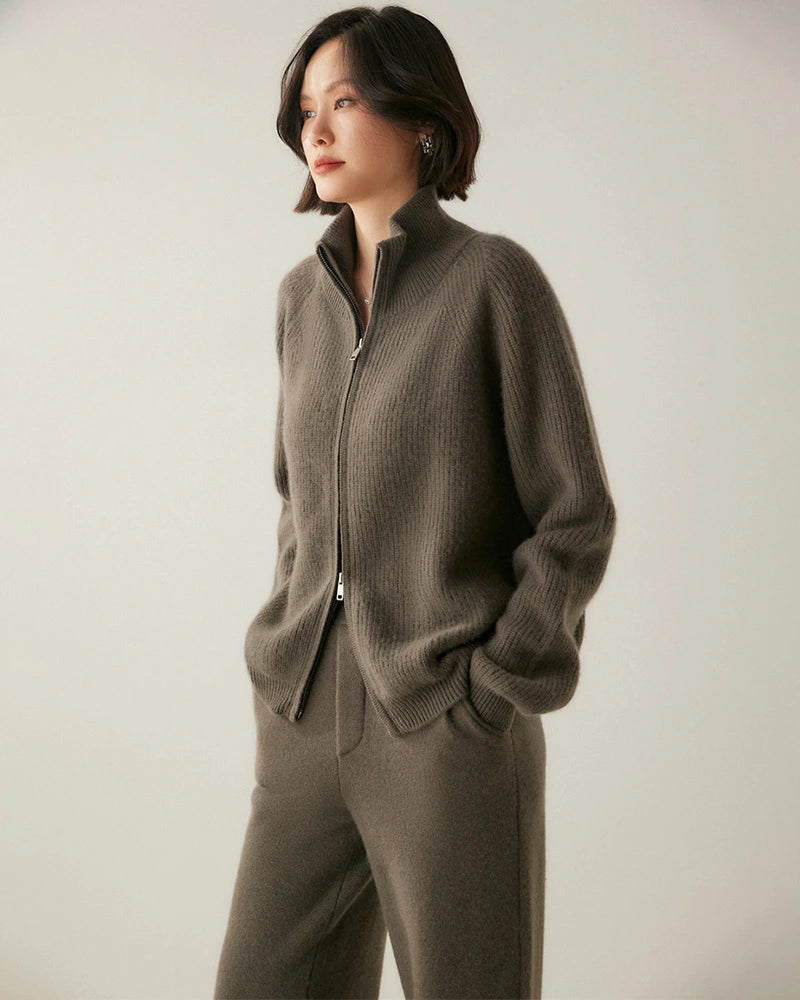 Women’s Cashmere Wool Zip-Up Cardigan - DAISYSILK UK